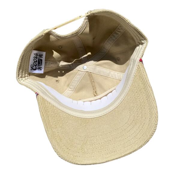 Coors Rocky Mountains Logo Beer Colorado Beige Corduroy Snapback Rope Cap Hat - Picture 9 of 14